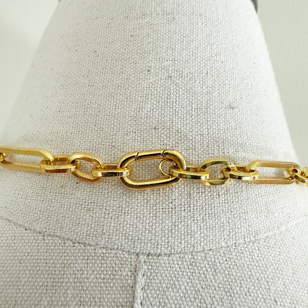 J. Crew Gold Chunky Chain Lariat Necklace with Heart Charm EUC - Picture 4 of 5